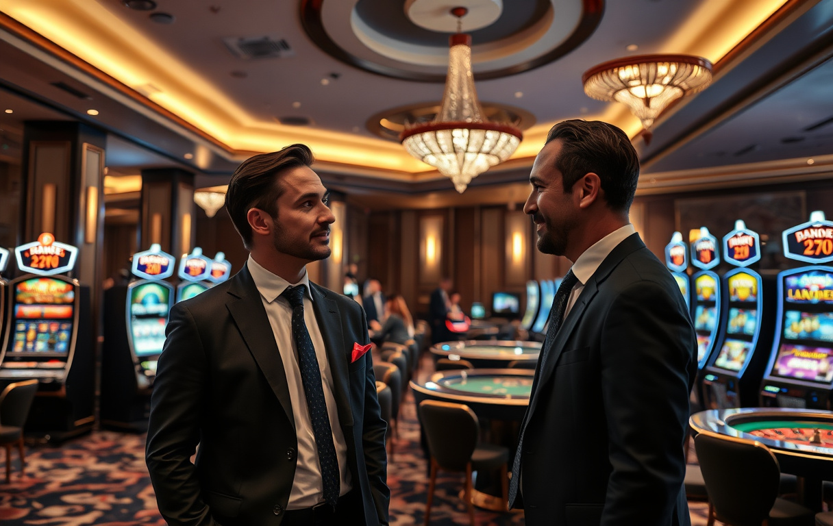 Eksklusiv VIP-lounge på casino med spiller og VIP-manager